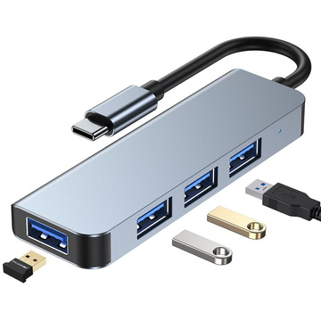 Hubadapter USB V1-HUB 4w1 USB-C Grau