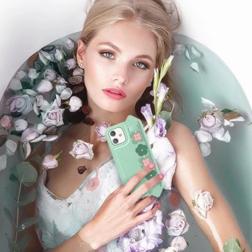 Kingxbar Sweet Series Gel-Hülle, verziert mit originalen Swarovski-Kristallen mit grünem iPhone 12 Mini-Ständer