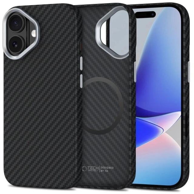 Etui do iPhone 17 Tech-Protect Ion Carbon MagSafe Czarno-Srebrne