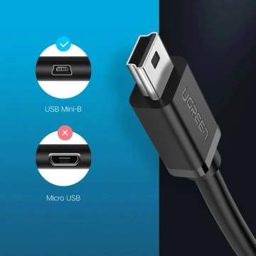 Adapter Ugreen US249 mini USB-B do USB-A OTG 10 cm 480 Mbps Czarny