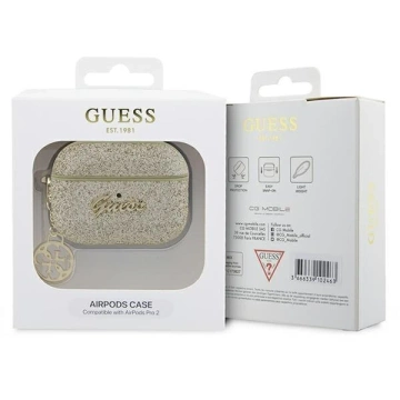 Etui ochronne na słuchawki Guess GUAP2GLGSHD do Apple AirPods Pro 2 cover złoty/gold Glitter Flake 4G Charm