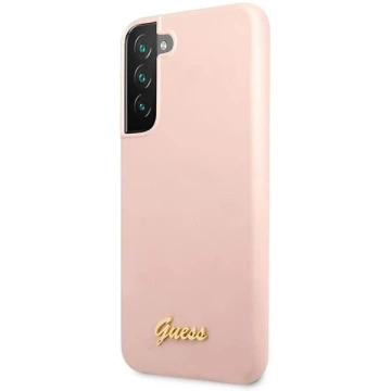 Guess GUHCS23SLSLMGPP Hülle für Samsung Galaxy S23 S911 pink/pink Hardcase Silikon Script Metal Logo