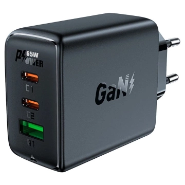 Ładowarka sieciowa Acefast szybka GaN 65W 2xUSB-C/USB-A PPS PD QC4+ biała 