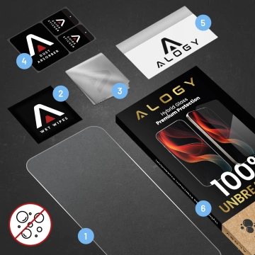 Szkło "NIETŁUKĄCE"do Samsung Galaxy S24 Ultra na ekran hybrydowe Alogy Flexi Glass 9H Case Friendly płaskie na ekran