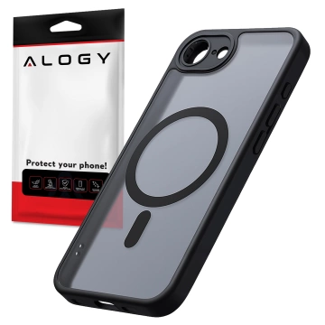 Etui do Apple iPhone 16e obudowa ochronna na telefon Alogy Matte HybridMag™️ Case do MagSafe Matowe Antypoślizgowe Wzmocnione Narożniki Czarne + Szkło Hartowane