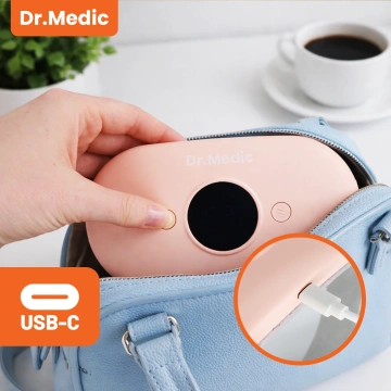 Pas Grzejący z Masażerem na okres i plecy - przeciwbólowy, ciepło + wibracje, 6 poziomów intensywności, akumulator 1800 mAh - Dr.Medic ThermoPulse™ Różowy