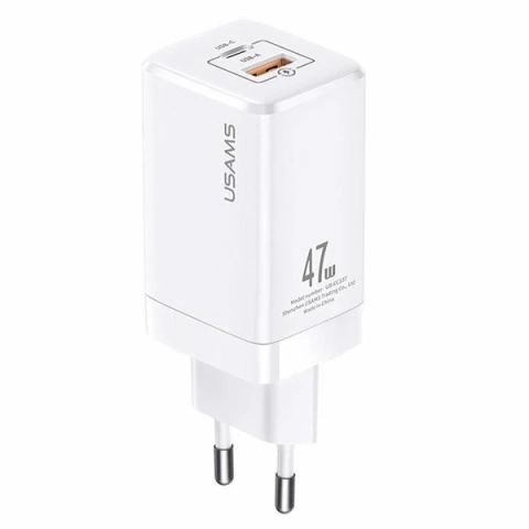 USAMS-Ladung. Netzwerk. T41 USB-C USB GaN 47W PD QC (nur Kopf) Schnellladung weiß/weiß CC137TC02 (US-CC137)