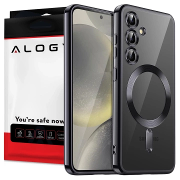 Etui do Samsung Galaxy S25 Alogy LuxeShield™️ Glamour Luxury Ring obudowa z osłoną aparatów Czarne + szkło hartowane