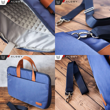 Umhängetasche für Herren und Damen, für Laptop, Tablet, 15,6 Zoll, Reisehülle aus Stoff, Alogy, Marineblau