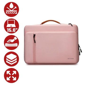 Bange wasserdichte Laptoptasche für Laptops bis 15,6 Zoll – geräumig und komfortabel, robust und atmungsaktiv, ideal für Stadt und Reisen, Büro und Flug, Unisex – Pink