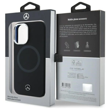 Etui Mercedes do iPhone 16 6.1" Czarny Hardcase Silicone Tonal Logo MagSafe