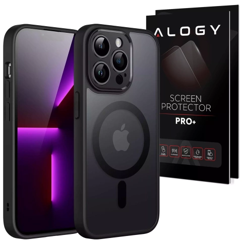 Etui do Apple iPhone 12 Pro obudowa Alogy MagSafe Hybrid Matte Case pokrowiec matowy z ochroną obiektywu czarny + Szkło