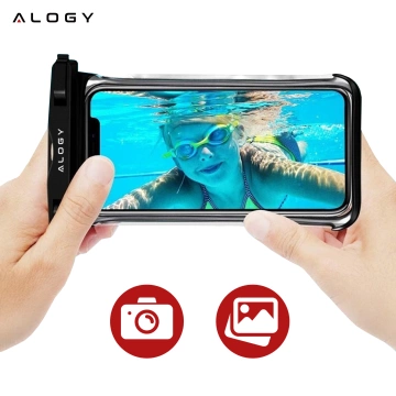 Etui wodoodporne Uniwersalne Alogy HydroShield™ IPX8 wodoszczelne uniwersalne do 6.5 Wodoodporna ochrona na plażę basen kajak Czarne