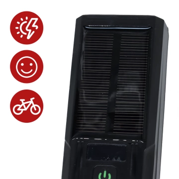 Lampka rowerowa solarna przód LED przednia światło roweru z panelem słonecznym klaksonem super mocna 1000LM 4400MAH oświetlenie wodoodporna światełko na rower czarna