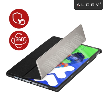 Etui do Lenovo IdeaTab Pro / Pro MT 12.7" TB-373, Ochronne z Klapką i Miejscem na Rysik, Składana Okładka Bumper, Alogy BookGuard™ – Czarne