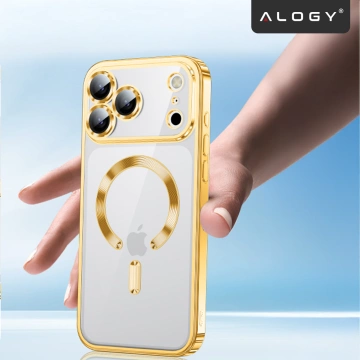 Etui z MagSafe do Apple iPhone 17 Pro Max – obudowa glamour z ochroną obiektywu, eleganckie i odporne na zarysowania – Alogy LuxuryRing™ Glamour Case Gold