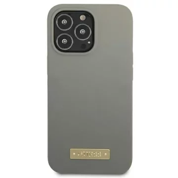 Etui Guess GUHMP13LSPLG do Apple iPhone 13 Pro / 13 6,1" szary/grey hard case Silicone Logo Plate MagSafe