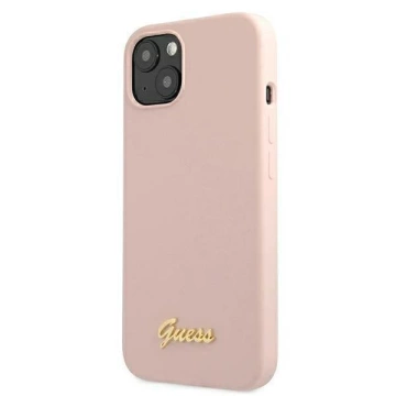 Guess GUHMP13MLSLMGLP iPhone 13 6,1" jasnoróżowy/light pink hardcase Silicone Script Gold Logo Magsafe