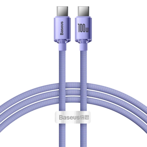 Baseus Crystal Shine Series Kabel USB-Kabel für schnelles Aufladen und Datenübertragung USB Typ C - USB Typ C 100 W 1,2 m lila (CAJY000605)
