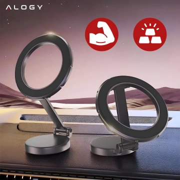 Uchwyt samochodowy na telefon do MagSafe Uchwyt magnetyczny Alogy Car Holder na deskę rozdzielczą do auta Czarny