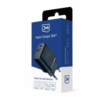 Ładowarka sieciowa 3mk HyperCharger 20W 1xUSB-C + 1xUSB-A  PD/QC Czarny