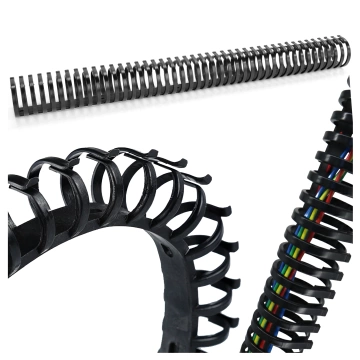 Sprężynowy organizer na kable pod biurko – elastyczna maskownica 50×4 cm, samoprzylepna, do porządkowania przewodów – Alogy CableStrip™ Czarny