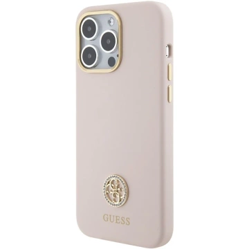 Guess GUHCP15XM4DGPP Hülle für iPhone 15 Pro Max 6,7" rosa/rosa Hardcase Silikon Logo Strass 4G