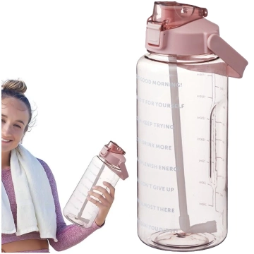 Große Flasche, Trinkflasche Alogy MotivHydro Motivational Messbecher 2l 2000ml Pink