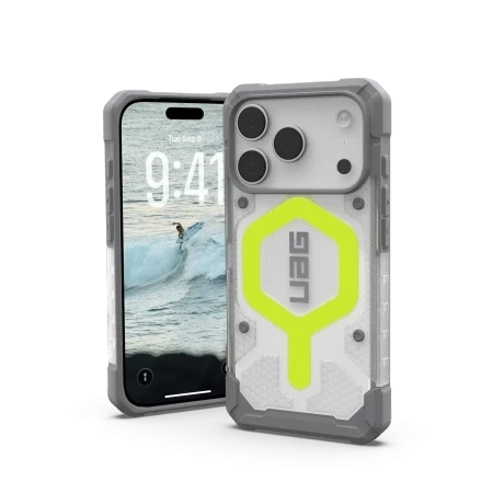 Etui do iPhone 17 Pro UAG Pathfinder Clear MagSafe Szaro-Neonowe