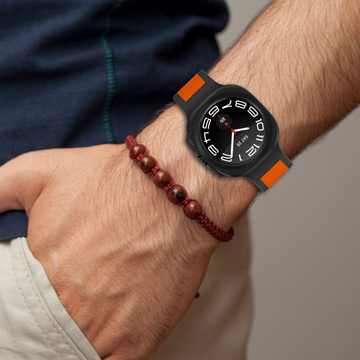 Pasek na zegarek Opaska do smartwatcha do Samsung Galaxy Watch Ultra 47mm Czarno-Pomarańczowy