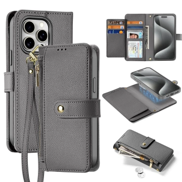 Etui skórzane Dux Ducis Lawa na iPhone 15 Pro Max z MagSafe - szare