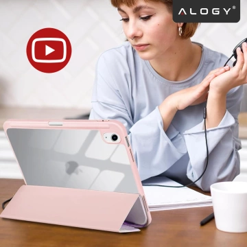 Etui Ochronne do Apple iPad 10.9" 10 Gen 2022 / iPad 11" A16 11 Gen 2025 Hybrydowe z Miejscem na Rysik, Składana Okładka z Funkcją Podstawki 2w1, Alogy HybridBook™ Case – Marble Pink