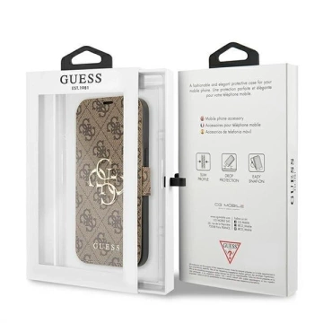 Etui Guess GUBKP13L4GMGBR do Apple iPhone 13 Pro / 13 6,1" brązowy/brown book 4G Big Metal Logo