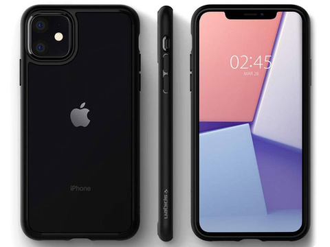 Spigen Ultra Hybrid Hülle für Apple iPhone 11 Aloga aus mattschwarzem Glas
