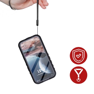 Etui Wodoodporne do Apple iPhone 15 Pro, Pancerna Obudowa 360° z Przezroczystym Tyłem, Kompatybilna z MagSafe, HydroArmor™ IP68 Case – Czarne