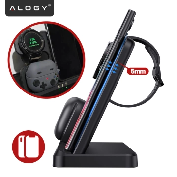 Ładowarka Bezprzewodowa Indukcyjna 3w1 Qi 3.0 Szybka do Samsung S22 S23 S24 S25 Galaxy Watch Buds Stacja czarna 