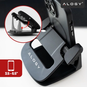Uchwyt samochodowy na telefon GPS do 6.5" – montaż na kokpit i deskę rozdzielczą, obrót 360°, stabilny i regulowany – Alogy DriveMount™ Czarny