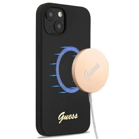 Guess GUHMP13MLSLMGBK iPhone 13 6,1" black/czarny hardcase Silicone Script Gold Logo