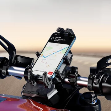 Uchwyt Motocyklowy Rowerowy na kierownicę KEWIG M26-C1 na telefon z systemem przeciwwstrząsowym na motor quada skuter Czarny