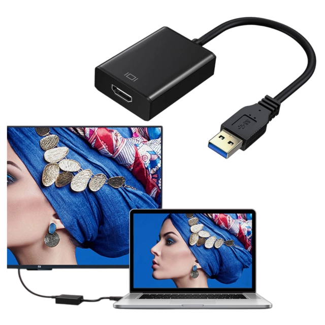 USB 3.0 zu HDMI Alogy Adapter Full HD 1080P 60HZ Hub Konverter Schwarz
