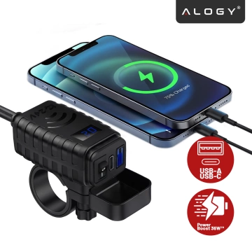 Alogy Plug Extender Steckdosenverteiler Splitteradapter Verlängerungskabel mit Qi-Induktionsladegerät 4x EU-Stecker 4x USB 2x USB-C Schwarz