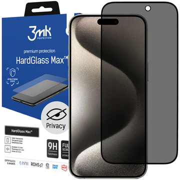 Szkło prywatyzujące do iPhone 15 Pro - 3mk HardGlass Max Privacy™ Antyszpiegowskie hartowane