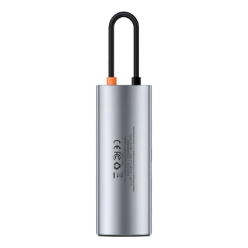 Baseus Metal Gleam Series multifunktionaler USB HUB 7in1 Typ C HDMI TF PD Kartenleser grau (WKWG020113)