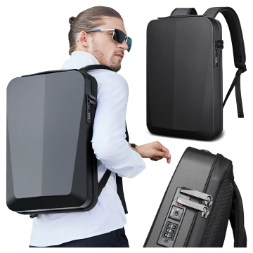 Bange Diebstahlsicherer, wasserdichter Rucksack für 15,6"-Laptops, ideal für Stadtreisen, 46 x 31 x 8 cm, für Arbeit und Flugreisen, für Damen und Herren, mit USB-Anschluss und Zahlenschloss, Schwarz