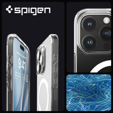 Hülle für iPhone 15 Pro Max Spigen Ultra Hybrid MagFit für MagSafe Schutzhülle aus weißem Glas Spigen Glas.TR