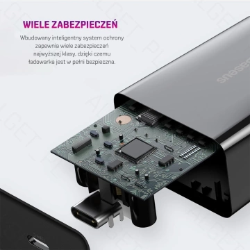 BASEUS Mini-USB-C-PD-Ladegerät 20 W Schwarz