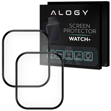 2x Alogy 3D Flexibles Glas für Apple Watch 7 45mm Schwarz