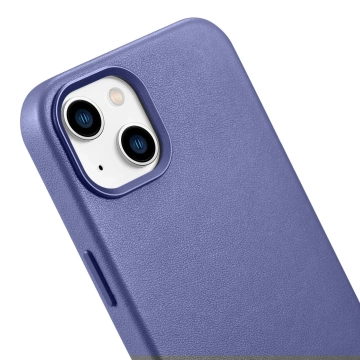 Etui na telefon iCarer Case Leather z naturalnej skóry do iPhone 14 Plus jasnofioletowy (kompatybilne z MagSafe) 