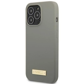 Etui Guess GUHMP13LSPLG do Apple iPhone 13 Pro / 13 6,1" szary/grey hard case Silicone Logo Plate MagSafe