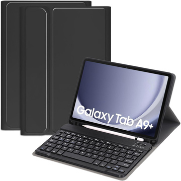 Etui z klawiaturą do Samsung Galaxy Tab A9+ Plus 2023 11" (X210/X215/X216) klawiatura Bluetooth na magnes Alogy Czarne + Szkło